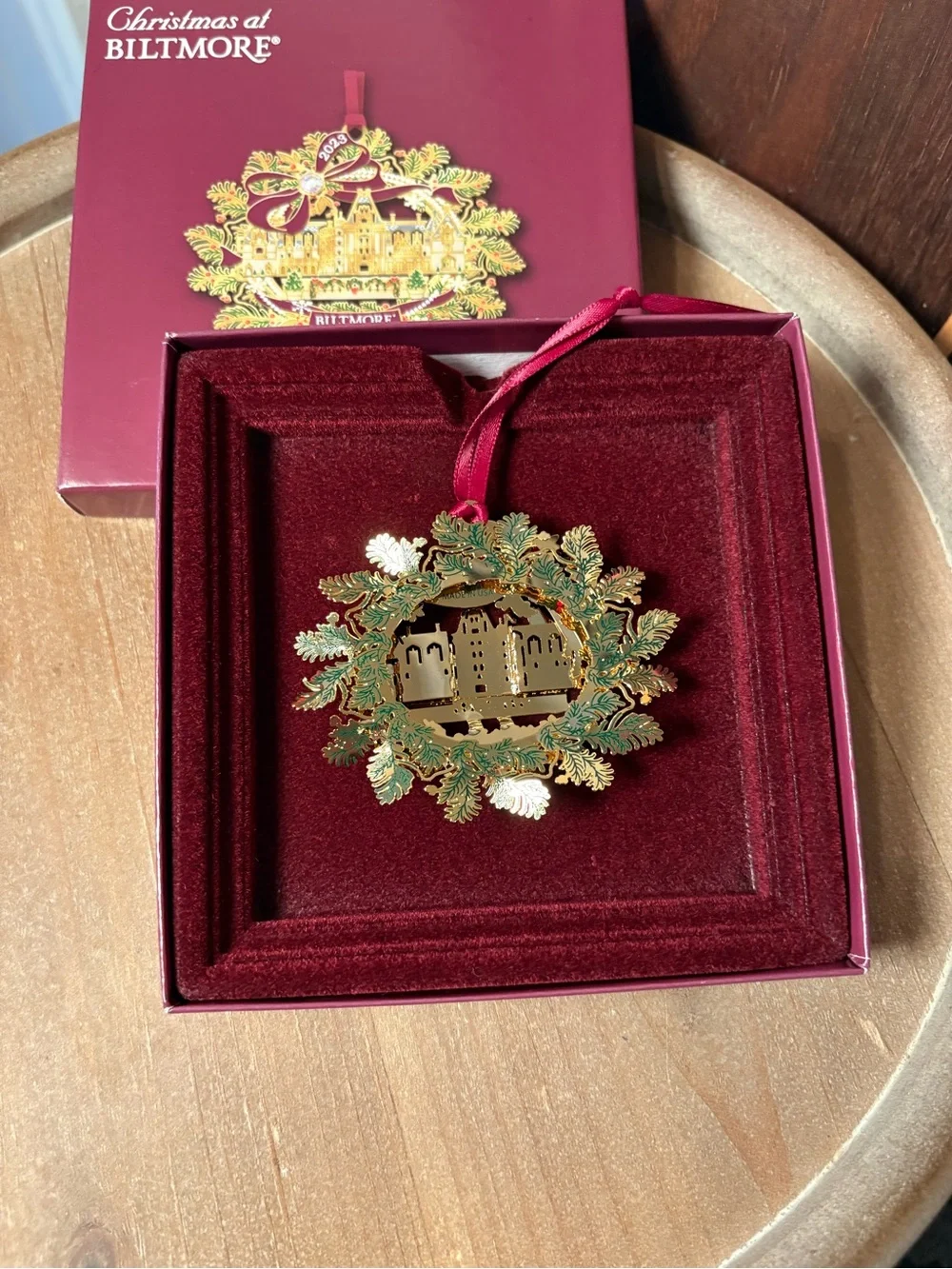 Christmas at Biltmore 2023 Limited Edition Ornament, Burgundy/Gold, Original Box